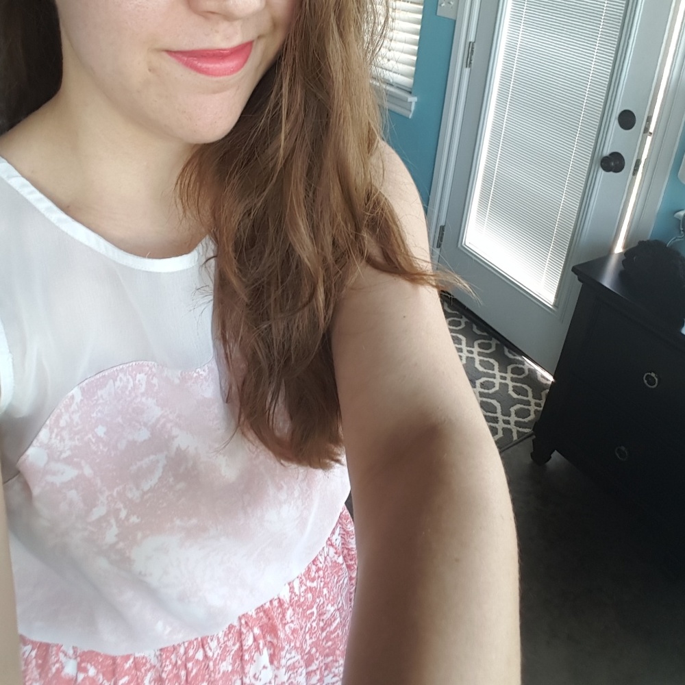 Pink and White Cinched Dress